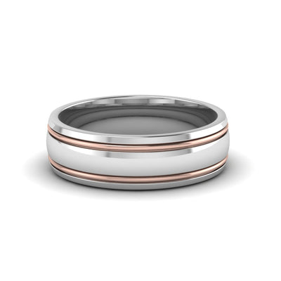 Mens 2 Tone Double Inlay Engagement Ring