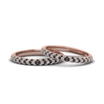 Load image into Gallery viewer, micropave-band-for-lesbian-couple-with-black-diamond-in-14K-rose-gold-FDLG68373BGBLACK-NL-RG
