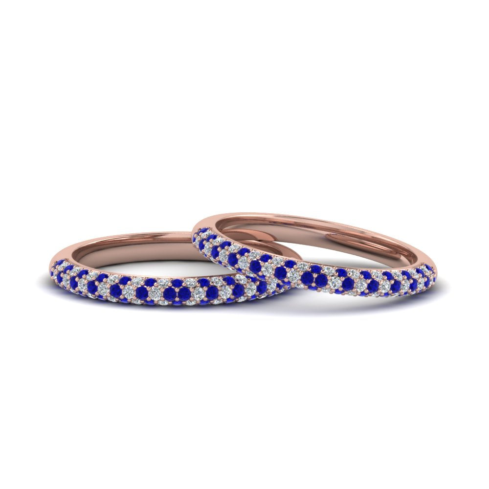 micropave-diamond-band-for-lesbian-couple-with-blue-sapphire-in-14K-rose-gold-FDLG68373BGSABL-NL-RG