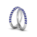 Load image into Gallery viewer, micropave-diamond-band-for-lesbian-couple-with-blue-sapphire-in-14K-white-gold-FDLG68373BGSABL-NL-WG
