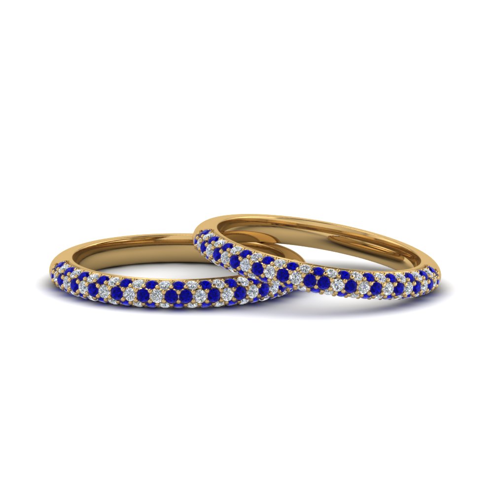 micropave-diamond-band-for-lesbian-couple-with-blue-sapphire-in-14K-yellow-gold-FDLG68373BGSABL-NL-YG