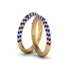 Load image into Gallery viewer, micropave-diamond-band-for-lesbian-couple-with-blue-sapphire-in-14K-yellow-gold-FDLG68373BGSABL-NL-YG
