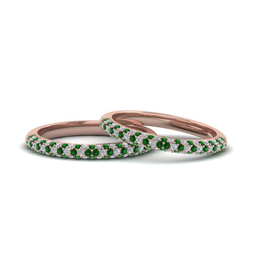 micropave-diamond-band-for-lesbian-couple-with-emerald-in-14K-rose-gold-FDLG68373BGEMGR-NL-RG