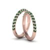 Load image into Gallery viewer, micropave-diamond-band-for-lesbian-couple-with-emerald-in-14K-rose-gold-FDLG68373BGEMGR-NL-RG