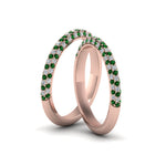 Load image into Gallery viewer, micropave-diamond-band-for-lesbian-couple-with-emerald-in-14K-rose-gold-FDLG68373BGEMGR-NL-RG
