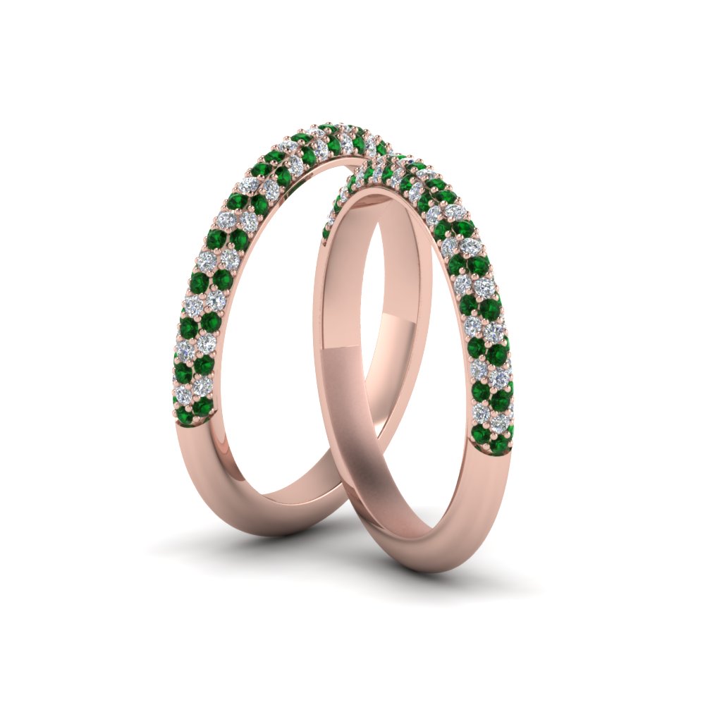 micropave-diamond-band-for-lesbian-couple-with-emerald-in-14K-rose-gold-FDLG68373BGEMGR-NL-RG