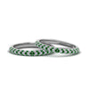 Load image into Gallery viewer, micropave-diamond-band-for-lesbian-couple-with-emerald-in-14K-white-gold-FDLG68373BGEMGR-NL-WG