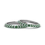 Load image into Gallery viewer, micropave-diamond-band-for-lesbian-couple-with-emerald-in-14K-white-gold-FDLG68373BGEMGR-NL-WG
