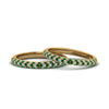 Load image into Gallery viewer, micropave-diamond-band-for-lesbian-couple-with-emerald-in-14K-yellow-gold-FDLG68373BGEMGR-NL-YG