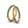 Load image into Gallery viewer, micropave-diamond-band-for-lesbian-couple-with-emerald-in-14K-yellow-gold-FDLG68373BGEMGR-NL-YG