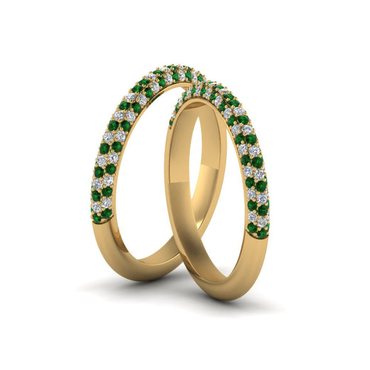 micropave-diamond-band-for-lesbian-couple-with-emerald-in-14K-yellow-gold-FDLG68373BGEMGR-NL-YG