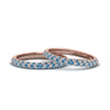 Load image into Gallery viewer, micropave-diamond-band-for-lesbian-couple-with-ice-blue-topaz-in-14K-rose-gold-FDLG68373BGICBLTO-NL-RG