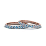 Load image into Gallery viewer, micropave-diamond-band-for-lesbian-couple-with-ice-blue-topaz-in-14K-rose-gold-FDLG68373BGICBLTO-NL-RG
