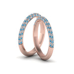 Load image into Gallery viewer, micropave-diamond-band-for-lesbian-couple-with-ice-blue-topaz-in-14K-rose-gold-FDLG68373BGICBLTO-NL-RG
