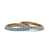 Load image into Gallery viewer, micropave-diamond-band-for-lesbian-couple-with-ice-blue-topaz-in-14K-yellow-gold-FDLG68373BGICBLTO-NL-YG