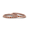 Load image into Gallery viewer, micropave-diamond-band-for-lesbian-couple-with-orange-sapphire-in-14K-rose-gold-FDLG68373BGSAOR-NL-RG