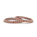 Load image into Gallery viewer, micropave-diamond-band-for-lesbian-couple-with-orange-sapphire-in-14K-rose-gold-FDLG68373BGSAOR-NL-RG
