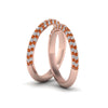 Load image into Gallery viewer, micropave-diamond-band-for-lesbian-couple-with-orange-sapphire-in-14K-rose-gold-FDLG68373BGSAOR-NL-RG