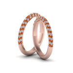 Load image into Gallery viewer, micropave-diamond-band-for-lesbian-couple-with-orange-sapphire-in-14K-rose-gold-FDLG68373BGSAOR-NL-RG
