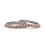 Load image into Gallery viewer, micropave-diamond-band-for-lesbian-couple-with-orange-sapphire-in-14K-white-gold-FDLG68373BGSAOR-NL-WG
