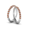 Load image into Gallery viewer, micropave-diamond-band-for-lesbian-couple-with-orange-sapphire-in-14K-white-gold-FDLG68373BGSAOR-NL-WG