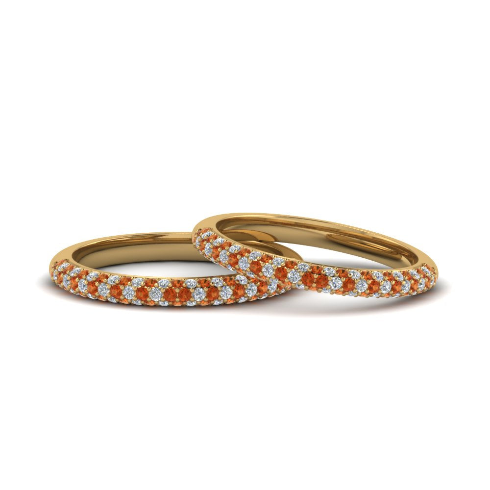 micropave-diamond-band-for-lesbian-couple-with-orange-sapphire-in-14K-yellow-gold-FDLG68373BGSAOR-NL-YG