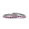 Load image into Gallery viewer, micropave-diamond-band-for-lesbian-couple-with-pink-sapphire-in-14K-white-gold-FDLG68373BGSADRPI-NL-WG