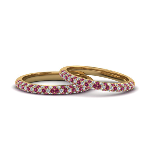 micropave-diamond-band-for-lesbian-couple-with-pink-sapphire-in-14K-yellow-gold-FDLG68373BGSADRPI-NL-YG