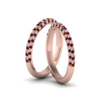 Load image into Gallery viewer, micropave-diamond-band-for-lesbian-couple-with-ruby-in-14K-rose-gold-FDLG68373BGRUDR-NL-RG
