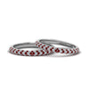 Load image into Gallery viewer, micropave-diamond-band-for-lesbian-couple-with-ruby-in-14K-white-gold-FDLG68373BGRUDR-NL-WG