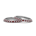 Load image into Gallery viewer, micropave-diamond-band-for-lesbian-couple-with-ruby-in-14K-white-gold-FDLG68373BGRUDR-NL-WG
