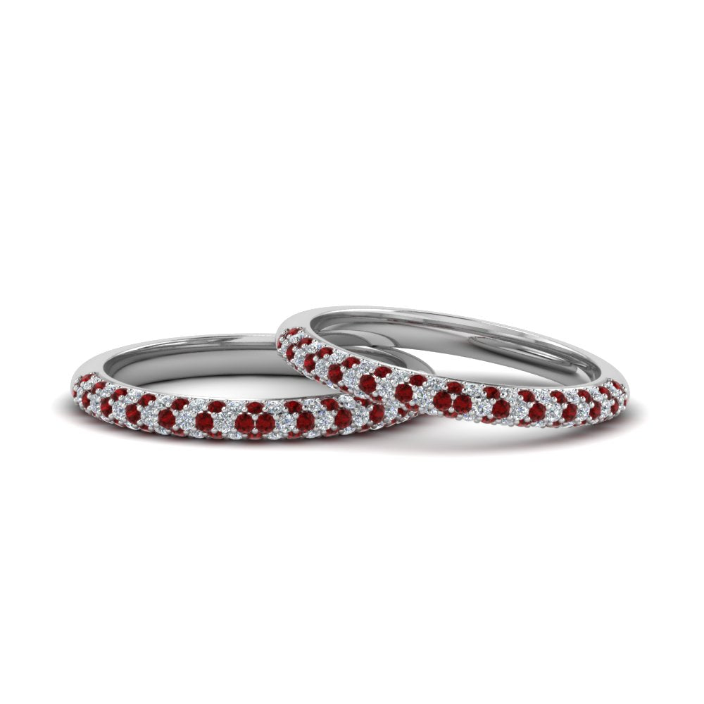 micropave-diamond-band-for-lesbian-couple-with-ruby-in-14K-white-gold-FDLG68373BGRUDR-NL-WG