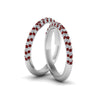 Load image into Gallery viewer, micropave-diamond-band-for-lesbian-couple-with-ruby-in-14K-white-gold-FDLG68373BGRUDR-NL-WG