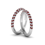 Load image into Gallery viewer, micropave-diamond-band-for-lesbian-couple-with-ruby-in-14K-white-gold-FDLG68373BGRUDR-NL-WG
