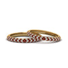 Load image into Gallery viewer, micropave-diamond-band-for-lesbian-couple-with-ruby-in-14K-yellow-gold-FDLG68373BGRUDR-NL-YG