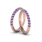 Load image into Gallery viewer, micropave-diamond-band-for-lesbian-couple-with-violac-topaz-in-14K-rose-gold-FDLG68373BGVITO-NL-RG
