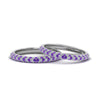 Load image into Gallery viewer, micropave-diamond-band-for-lesbian-couple-with-violac-topaz-in-14K-white-gold-FDLG68373BGVITO-NL-WG
