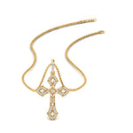 Load image into Gallery viewer, milgrain-antique-cross-diamond-pendant-in-yellow-gold-FDPD10878-NL-YG
