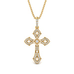 Load image into Gallery viewer, milgrain-antique-cross-diamond-pendant-in-yellow-gold-FDPD10878ANGLE1-NL-YG
