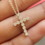 Load image into Gallery viewer, milgrain-bezel-diamond-cross-pendant-in-yellow-gold-fdpd10799-fancyhand-nl-yg
