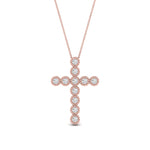Load image into Gallery viewer, milgrain-bezel-diamond-cross-pendant-rose-gold-FDPD10799ANGLE1-NL-RG
