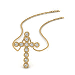 Load image into Gallery viewer, milgrain-bezel-diamond-cross-pendant-yellow-gold-FDPD10799-NL-YG
