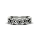 Load image into Gallery viewer, milgrain-black-diamond-woven-round-diamond-wedding-band-in-white-gold-FD11273BGBLACK-NL-WG
