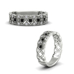 Load image into Gallery viewer, milgrain-black-diamond-woven-round-diamond-wedding-band-in-white-gold-FD11273BGBLACKANGLE3-NL-WG
