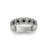 Load image into Gallery viewer, milgrain-black-diamond-woven-round-diamond-wedding-band-in-white-gold-FD11273BGBLACKANGLE5-NL-WG
