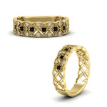Load image into Gallery viewer, milgrain-black-diamond-woven-round-diamond-wedding-band-in-yellow-gold-FD11273BGBLACKANGLE3-NL-YG
