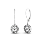 Load image into Gallery viewer, milgrain-flower-round-dangle-earring-with-black-diamond-in-white-gold-FD-EAR67993GBLACK-NL-WG.jpg
