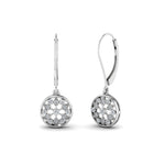 Load image into Gallery viewer, milgrain-flower-round-diamond-dangle-earring-in-white-gold-FD-EAR67993-NL-WG.jpg
