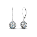 Load image into Gallery viewer, milgrain-flower-round-diamond-dangle-earring-with-blue-topaz-in-white-gold-FD-EAR67993GICBLTO-NL-WG.jpg
