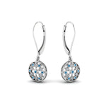 Load image into Gallery viewer, milgrain-flower-round-diamond-dangle-earring-with-blue-topaz-in-white-gold-FD-EAR67993GICBLTO-NL-WG.jpg
